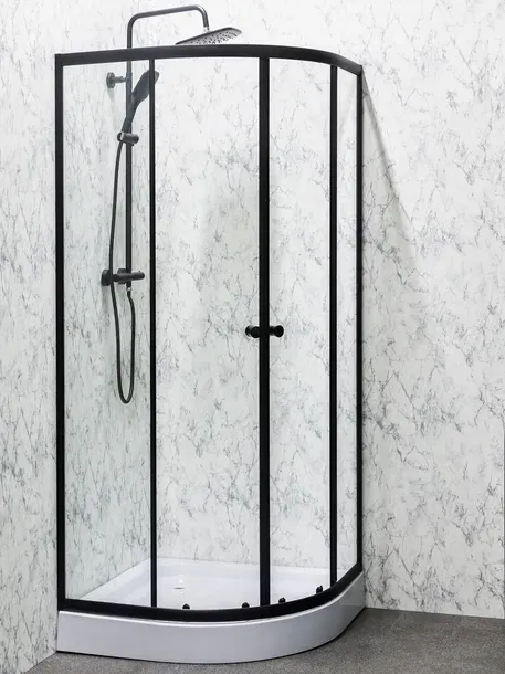 Kabina natryskowa 1/4 Naki czarna 80 z brodzikiem – zdjęcie 2