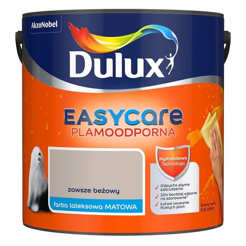 Farba lateksowa Dulux EasyCare Zawsze Beżowy 2,5L plamoodporna hydrofobowa do ścian i sufitów matowa