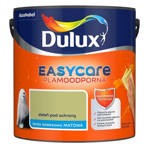 Farba lateksowa Dulux EasyCare Zieleń Pod Ochroną 2,5L plamoodporna hydrofobowa do ścian i sufitów matowa