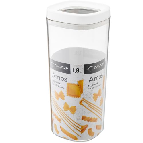 Pojemnik spożywczy transparentny Amos 1,8l biały – zdjęcie 2