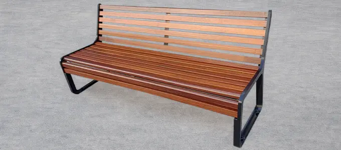 Ławka ogrodowa aluminiowa 150 cm – minimalistyczna rama „L” (jatoba)